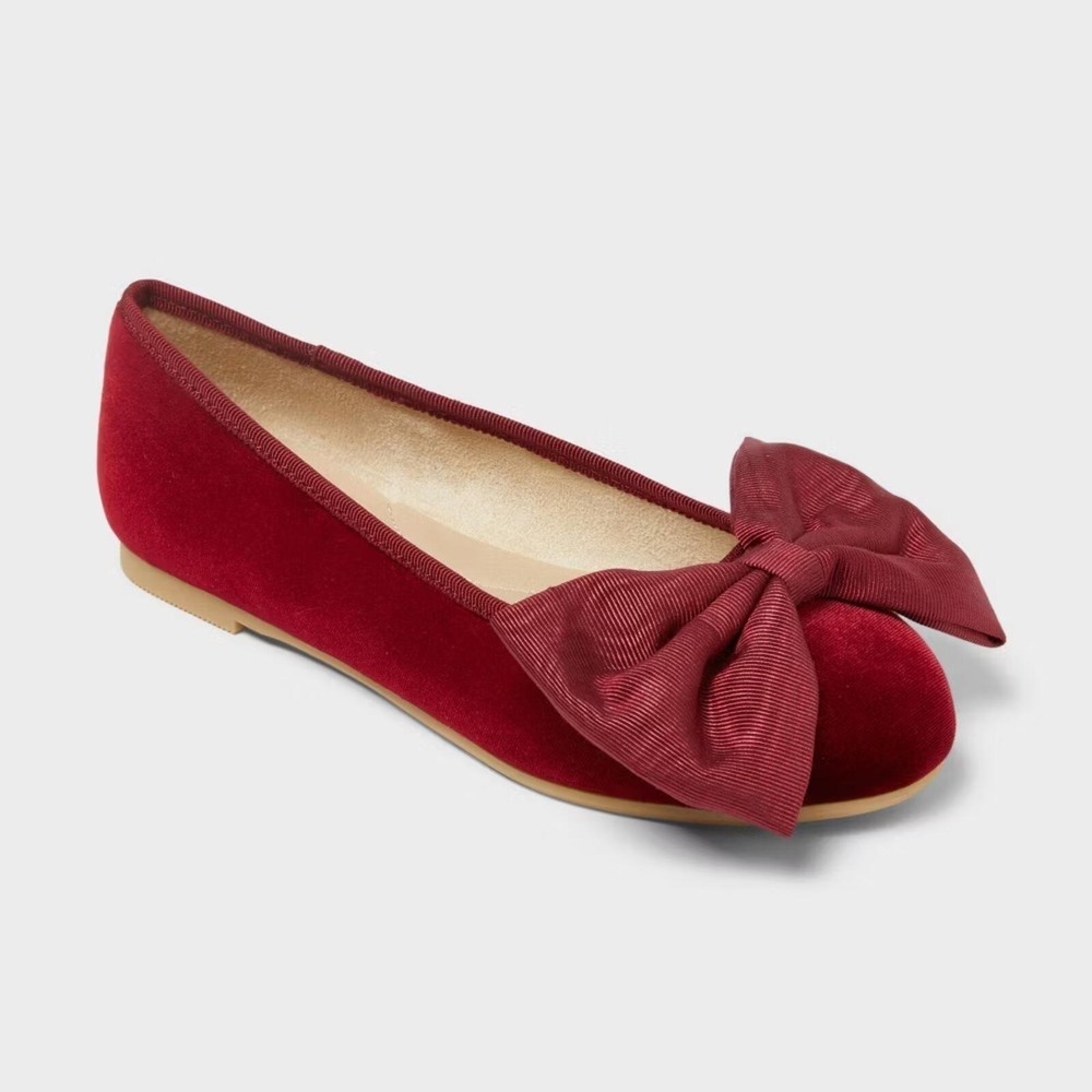 Little Girls Cat & Jack Perla Ballet Flats Red Size 5 New With Tags